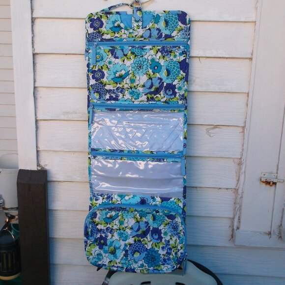 Vera Bradley Handbags - Vera Bradley Quilted Travel Organizer Bag – Blue & Green Floral, 4 Zippered Comp